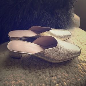 Loeffler Randal mules gold, worn once